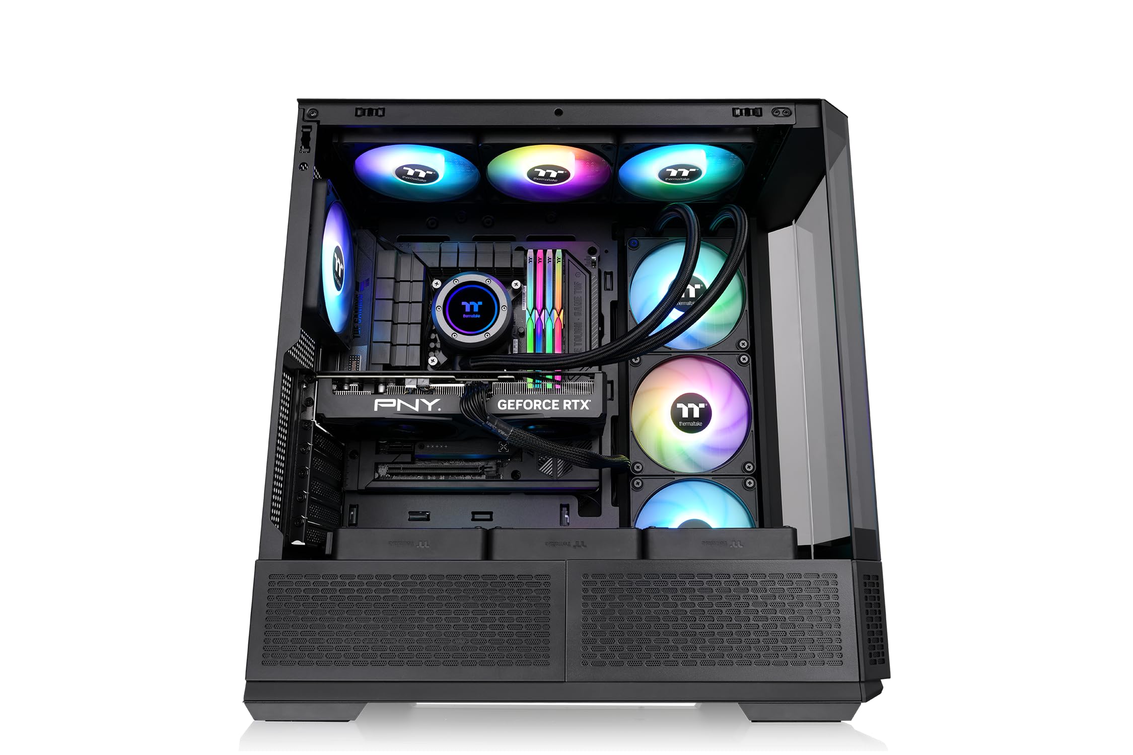 Thermaltake View 370 TG ARGB Torre Media Gaming | Ventiladores Preinstalados ARGB PWM (SF360 Reverse + SF120) | Cristal Templado | USB 3.2 x1 USB 3.0 x2 | Panel Frontal | Negro