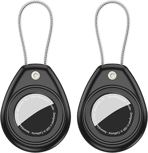HATALKIN Soporte para AirTag para Apple AirTag (1ª y 2ª generación), paquete de 2 llaveros AirTag impermeables a prueba de golpes con llavero seguro
