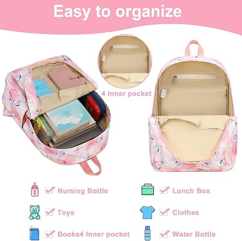 Miniatura 4 de BTOOP Mochila para niños en edad preescolar para niños y niñas, mochila escolar de viaje de 15 pulgadas, para niños de 3 a 8 años, rosado