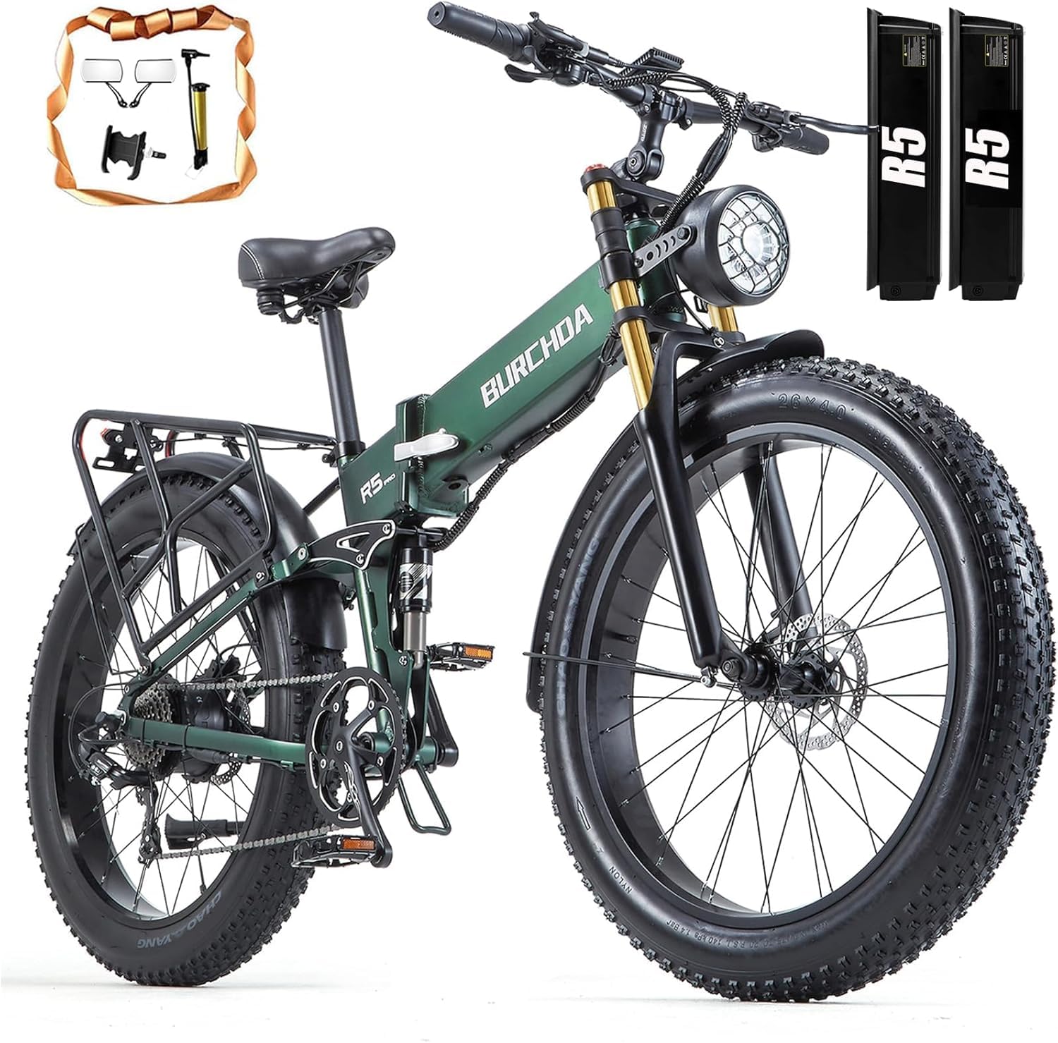 Electric Bike for Adults 3000W/1500W Peak AWD Dual Motor Hunting Ebike,30+MPH Speed & 120 Mi with 48V 60Ah/40Ah/30Ah/20Ah Battery, 26" Fat Tire Full Suspension Dual Hydraulic Brakes Mountain E Bike