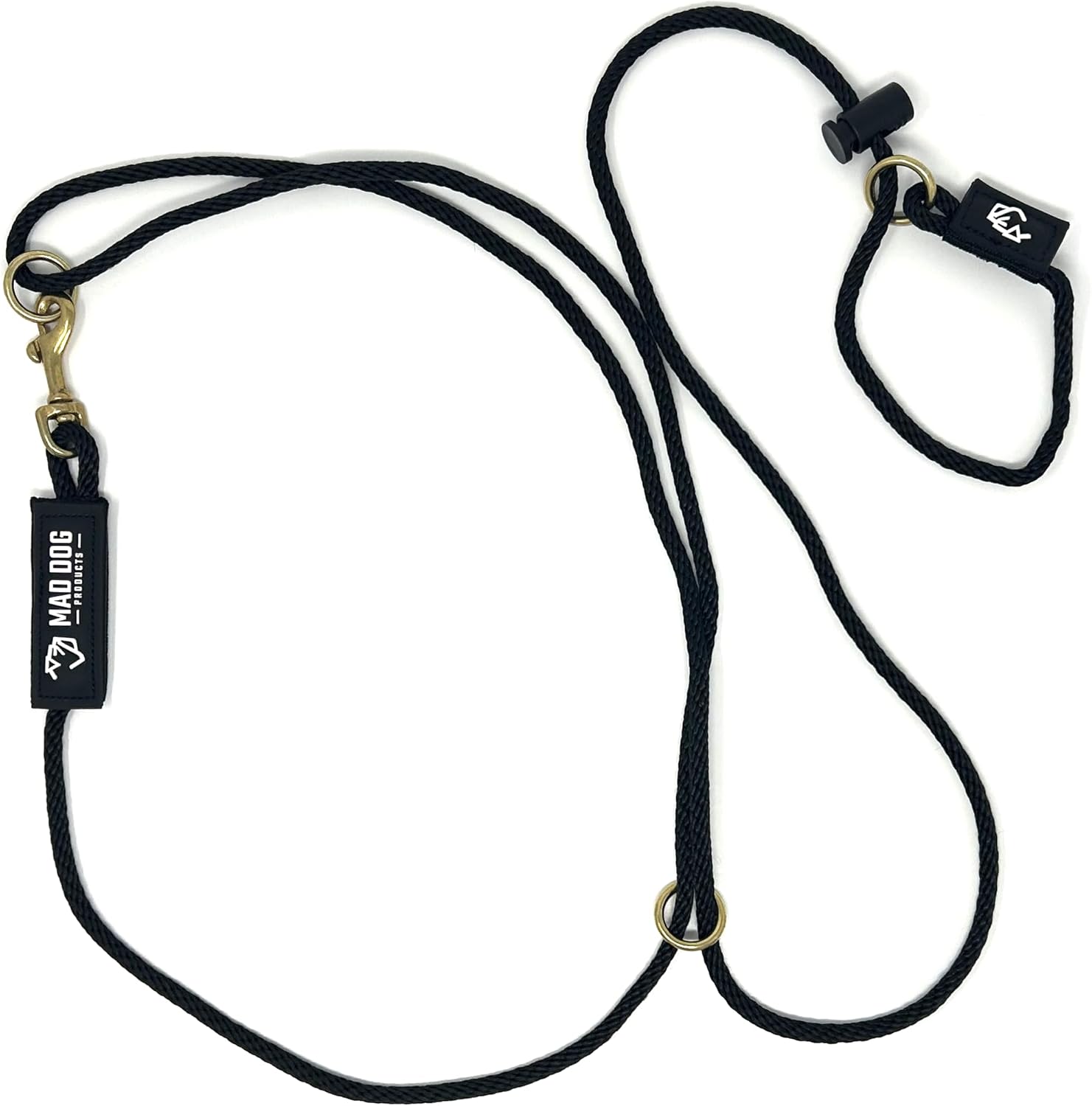 Mad Dog Products Hands Free Slip Dog Leash ¼” x 10’ Black Signature Rope – Made in USA