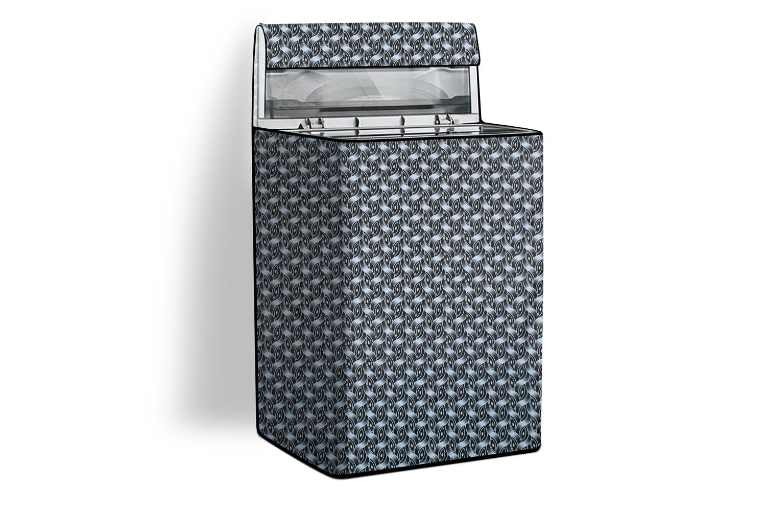 Stylista Washing Machine Cover Compatible for AmazonBasics 6.5 kg Fully-Automatic Top Load Interlocked Ropes Pattern Grey