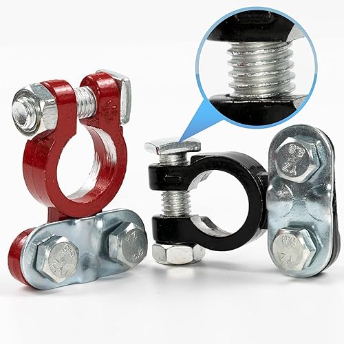 Miniatura 4 de 2 unids automotriz coche camión batería terminal abrazadera clip conector pila cabeza resistencia a la corrosión negativo positivo 12 V 24 V para