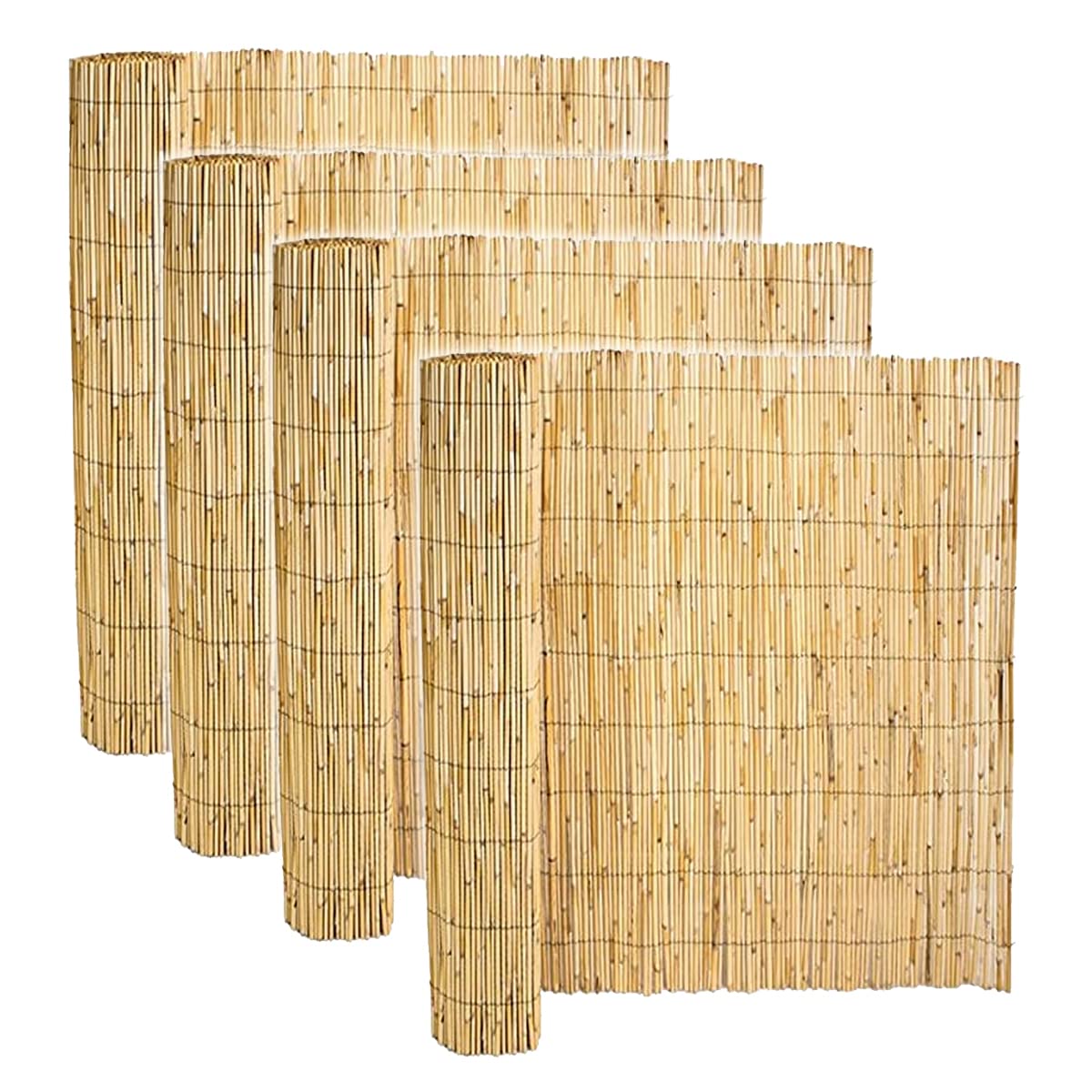 Juego de 4 Cañizos Naturales, Vallas de Ocultación y Decoración de Ambientes para Jardín, Balcón y Patio, Privacidad y Protección Contra el Viento y el Sol - Longitud 500 x Profundidad 150 cm -JUANIO-