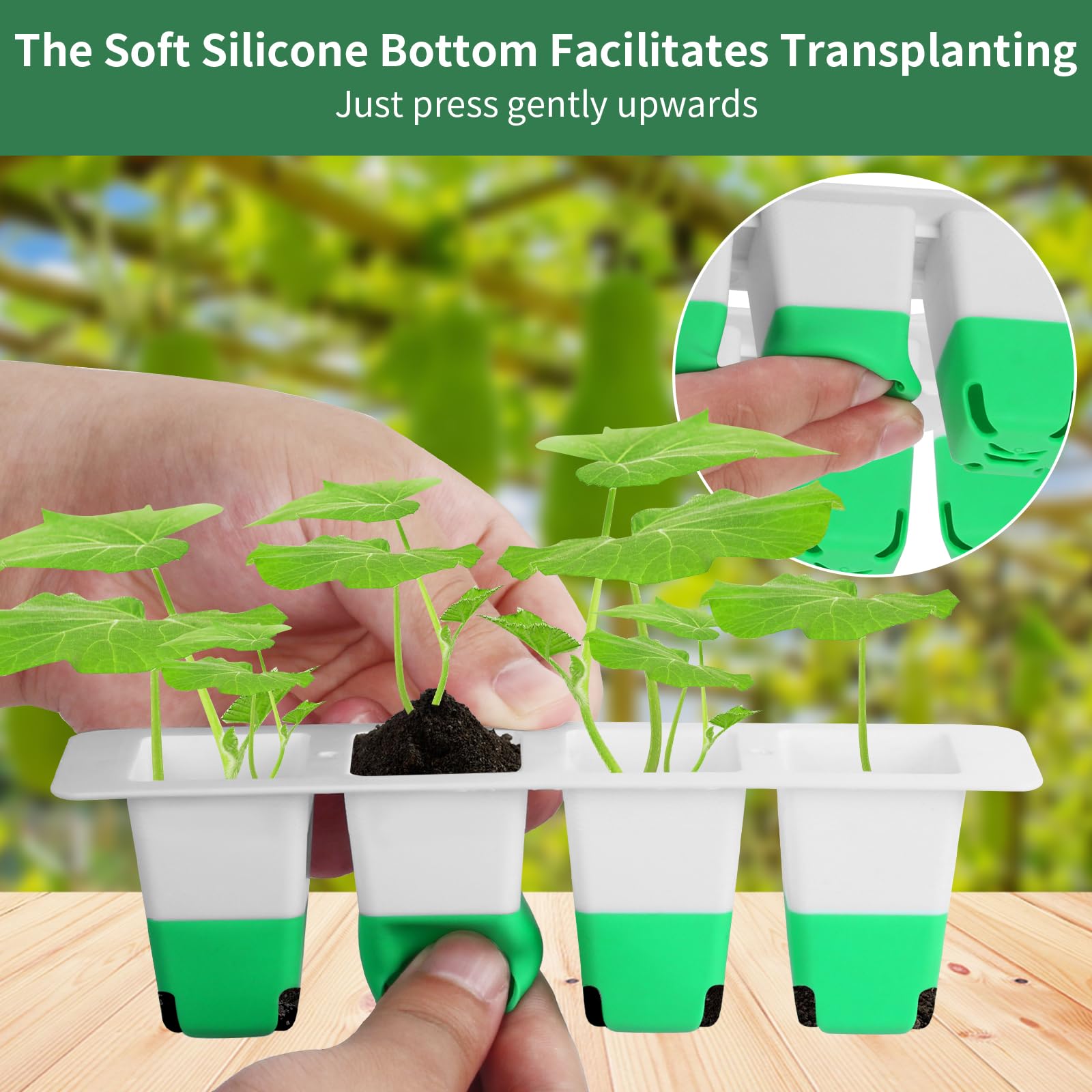 Sondiko Plateau de démarrage de graines avec cellules en silicone souple, kit de démarrage de semis réutilisable à 80 cellules, plateaux de démarrage de semis avec dôme d'humidité, mini kit de