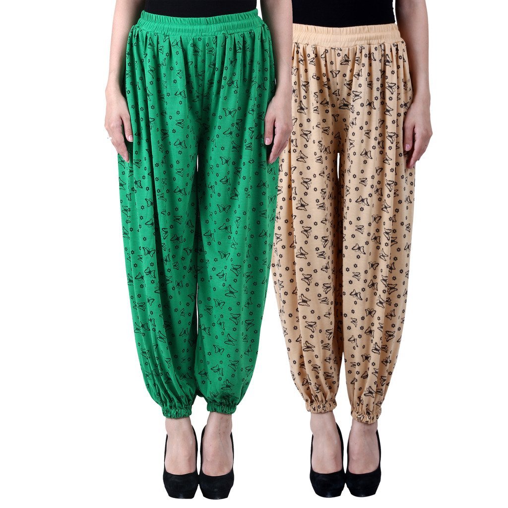 Cloths Zone Harem Pants for Women,Girls Green & Skin (Pack of 2) (Free Size)-image-33