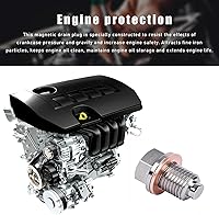 Vista 4 de Tapón magnético de drenaje de aceite de aluminio M12 x 1.75, perno de tuerca de drenaje de sumidero de acero inoxidable con 5 arandelas de cobre