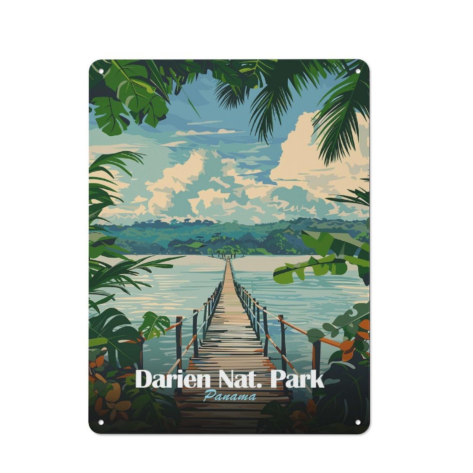 Junmoney Style-24 Cosy Darien National Park Panama Metal Plaque 40X30cm, Kitchen Wall Decor For Kitchen, Cafe, Pantry Or Dining Room
