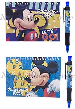 Disney Authentic Autograph Book with Pen, 2 pack Blue Blue Mickey