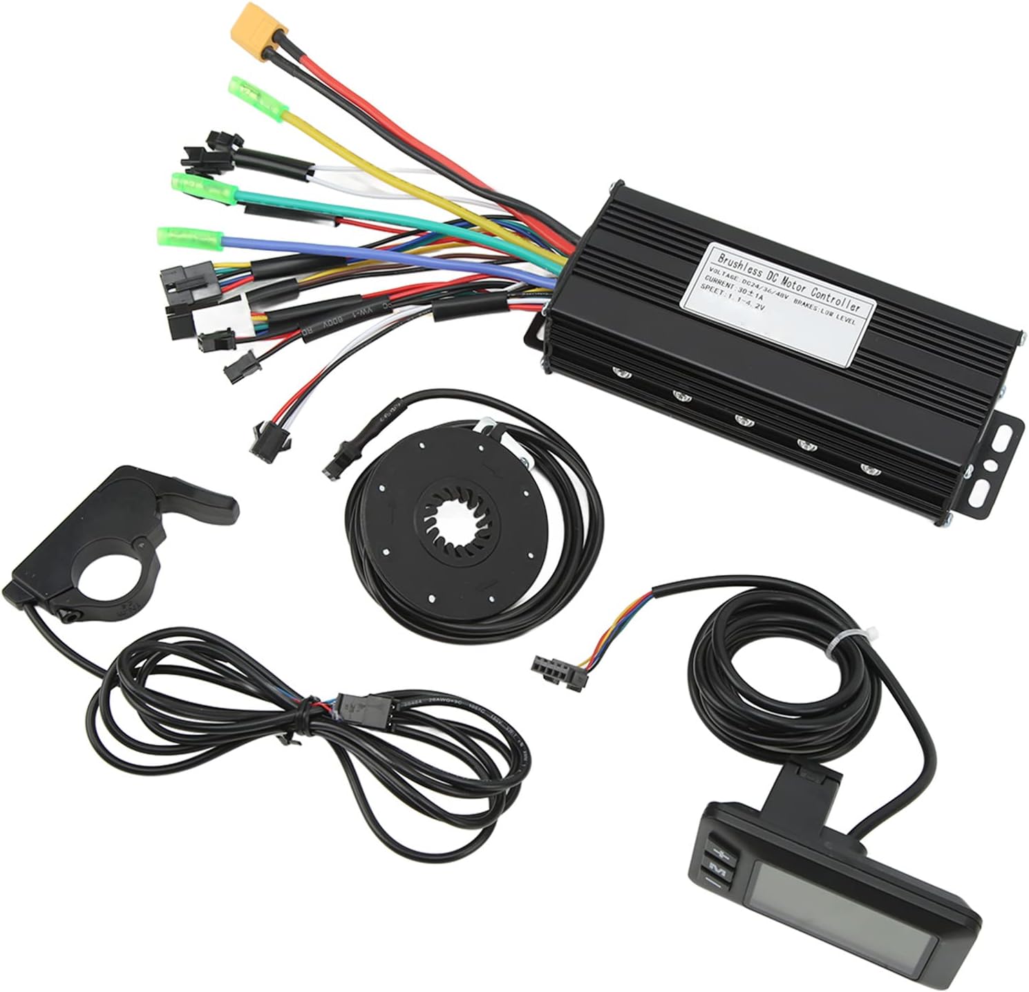 24V 36V 48V 30A 750W 1000W Sinewave Controller, GD01 Panel with Power Assist Sensor Thumb Throttle Electric Bike Conversion Kit for 750W 1000W Brushless Motors