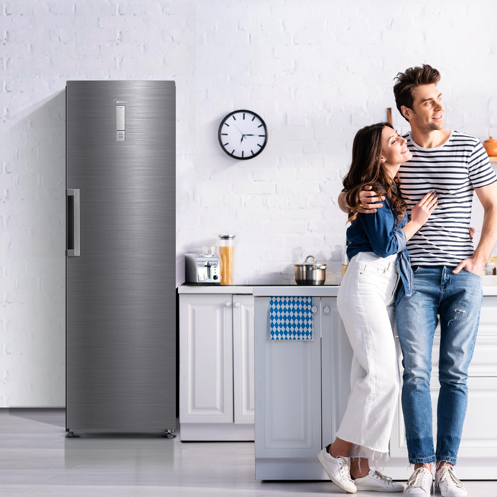Midea MDRU385MTE46 zamrażarka/273 l/185 cm wysokości/NoFrost/elastyczna funkcja chłodzenia i zamrażarki/superchłodzenie/duże przegródki/zero Clearance/uchwyt Easy Open/wymienny ogranicznik