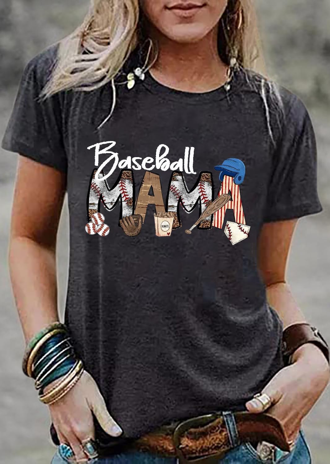 Baseball Game Day Tshirt Women Funny Letter Print Baseball Mom Shirt Vintage Graphic Tee Casual Short Sleeve Tops - Image 5
