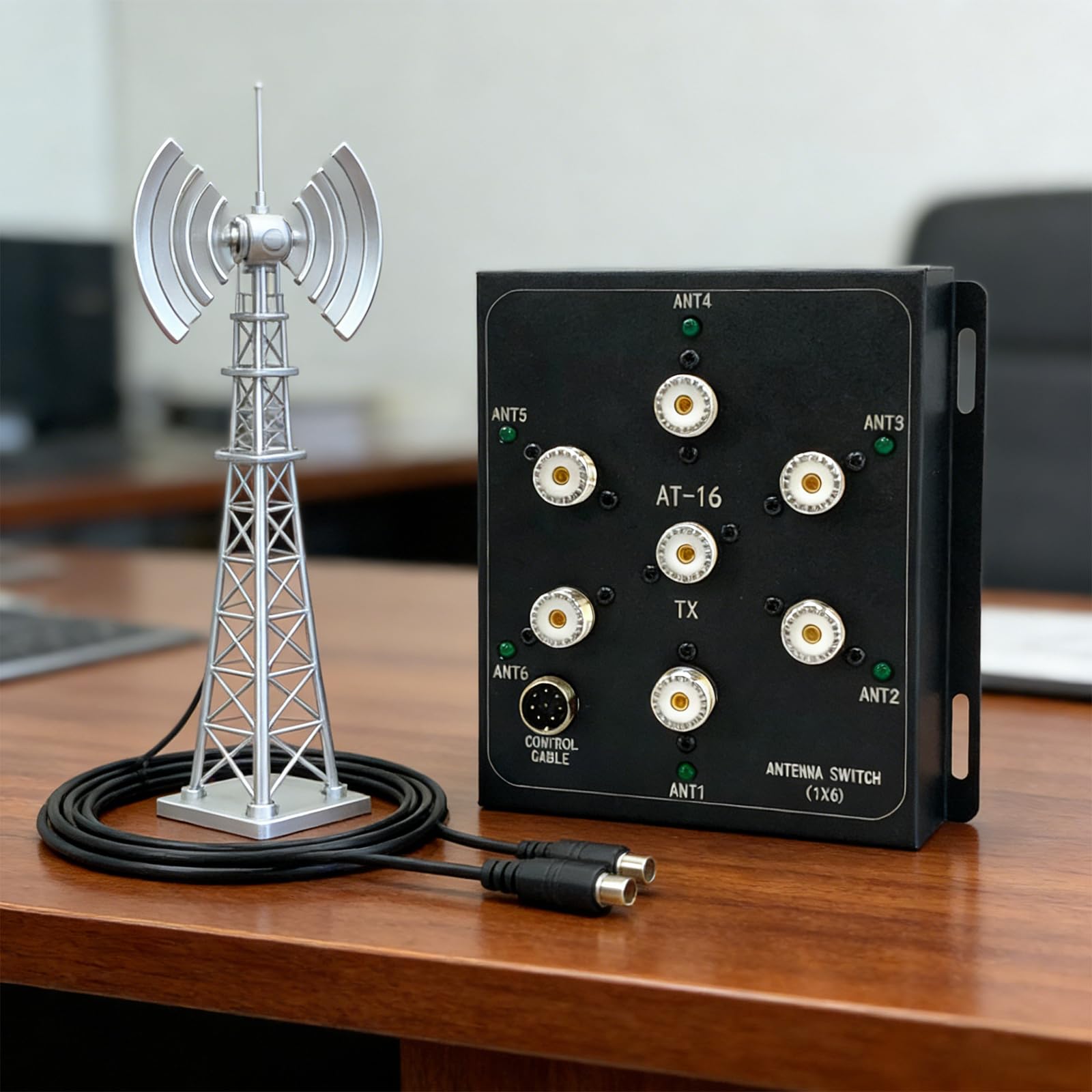 Kit de interruptor de antena remota coaxial de 6 vías, interruptores de señal de antena de 1,8 MHz-55 MHz, 800 W, PEP, herramienta de transmisión de alta potencia, compatible con estaciones base