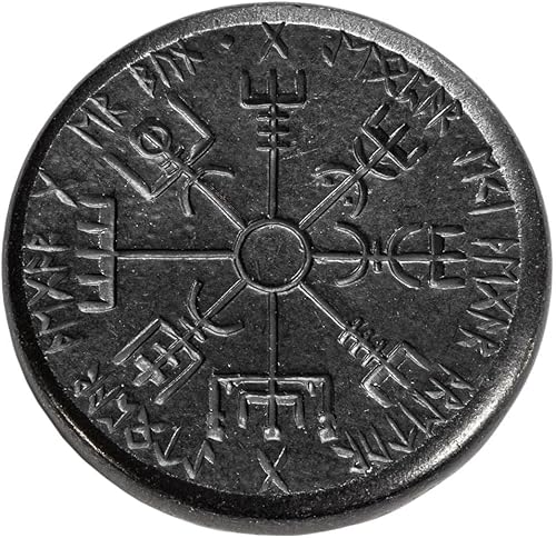 Bastón doble nórdico en hierro, vegvisir y yelmo de asombro