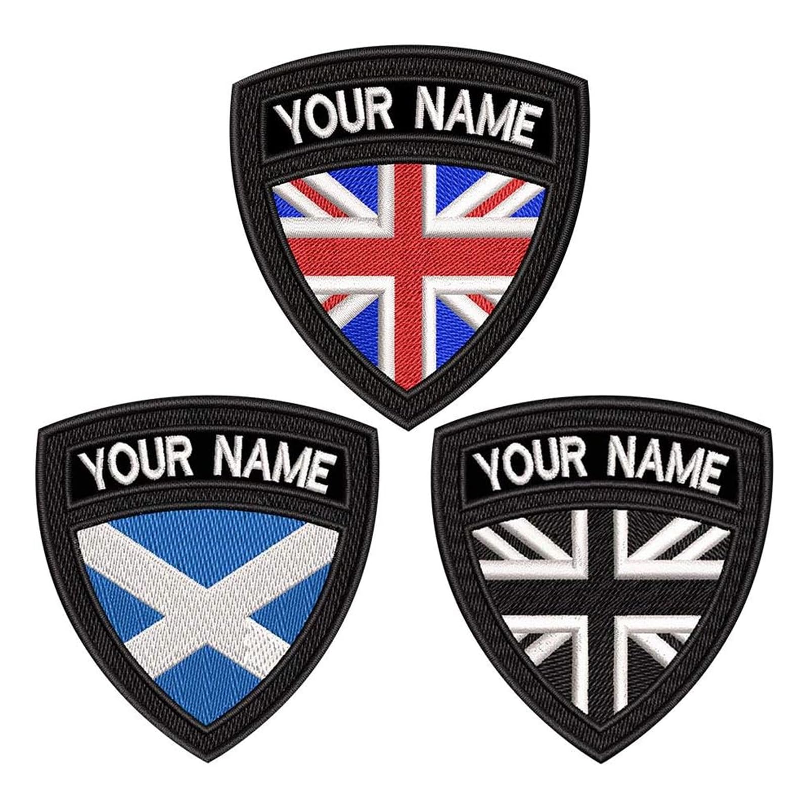 Custom Military Name Patch, Personalized Embroidery Tactical Name Tag, British Scotland Flag Iron on/Hook & Loop Name Patches for Multiple Clothing Bags Work Shirt Jackets