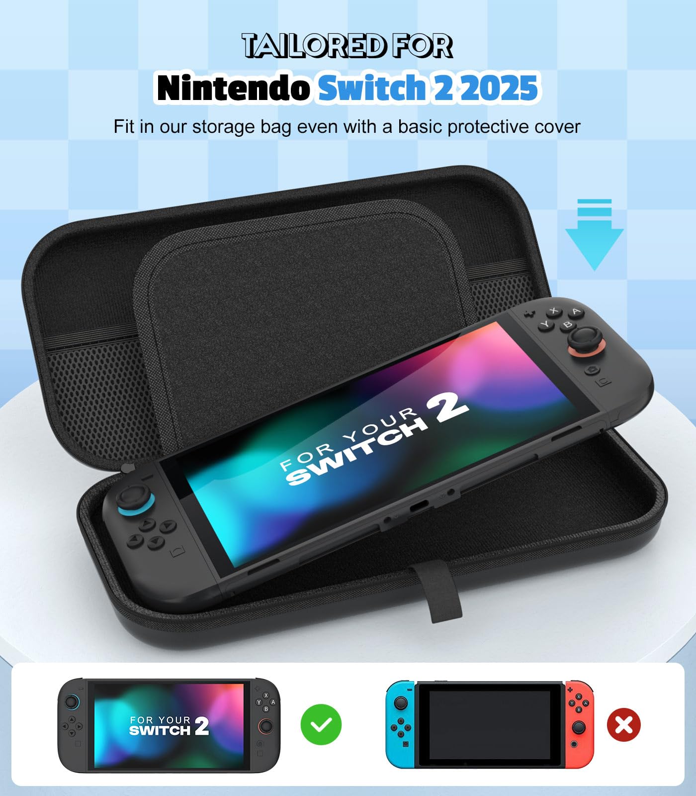MoKo Tasche für Nintendo Switch 2 (2025), Portable Switch 2 Case, Schützende Harte Tragetasche Hülle mit Speicherplatz für 10 Spiele und Konsole Zubehör - 3