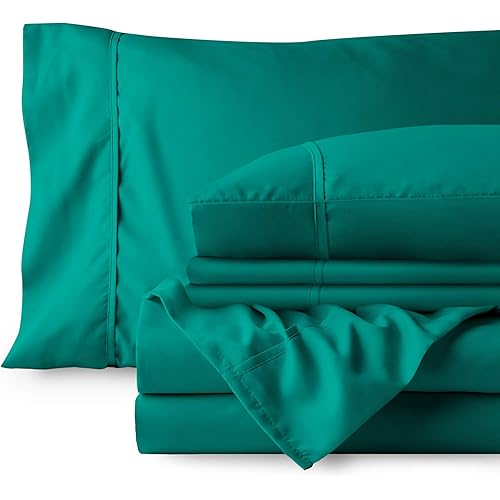 Bare Home Full Sheet Set - 6 Piece Set - Hotel Luxury Bed Sheets - Ultra Soft - Deep Pockets - Easy Fit - Cooling & Breathable Sheets - Wrinkle Resistant - Cozy - Emerald - Full Sheets - 6 PC