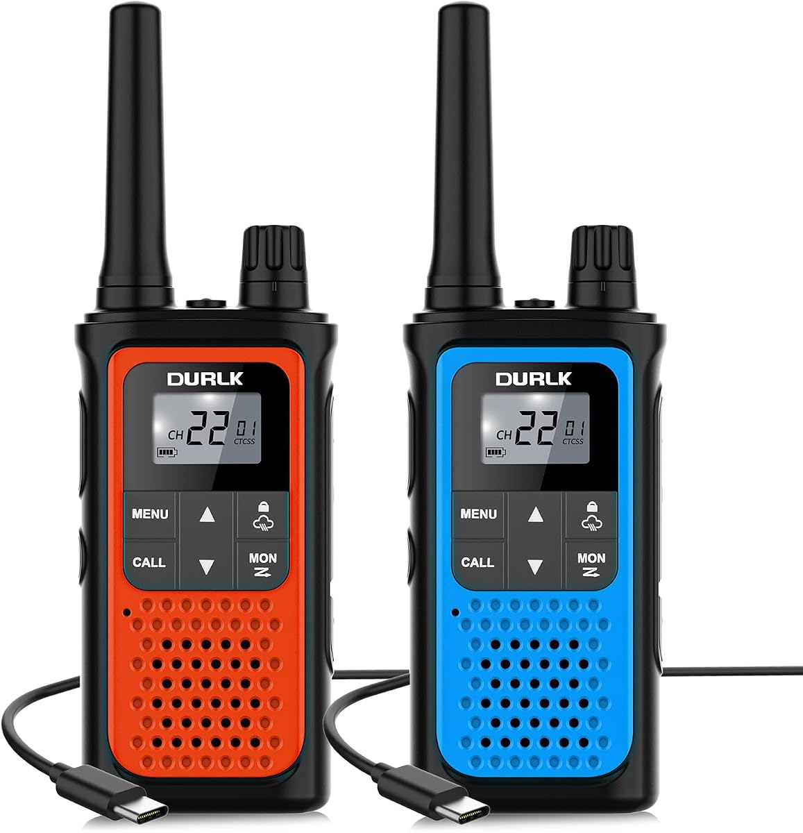 Walkie Talkies para Adultos Paquete de 2, Walkie Talkies Recargables 22 Canales FRS Radios Bidireccionales con Receptor Meteorológico NOAA, Reducción de Ruido, Ajuste de Volumen, Linterna LED, Batería de 1800mAh