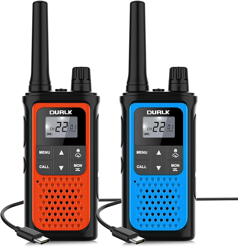 Walkie Talkies para Adultos Paquete de 2, Walkie Talkies Recargables 22 Canales FRS Radios Bidireccionales con Receptor Meteorológico NOAA, Reducción de Ruido, Ajuste de Volumen, Linterna LED, Batería de 1800mAh