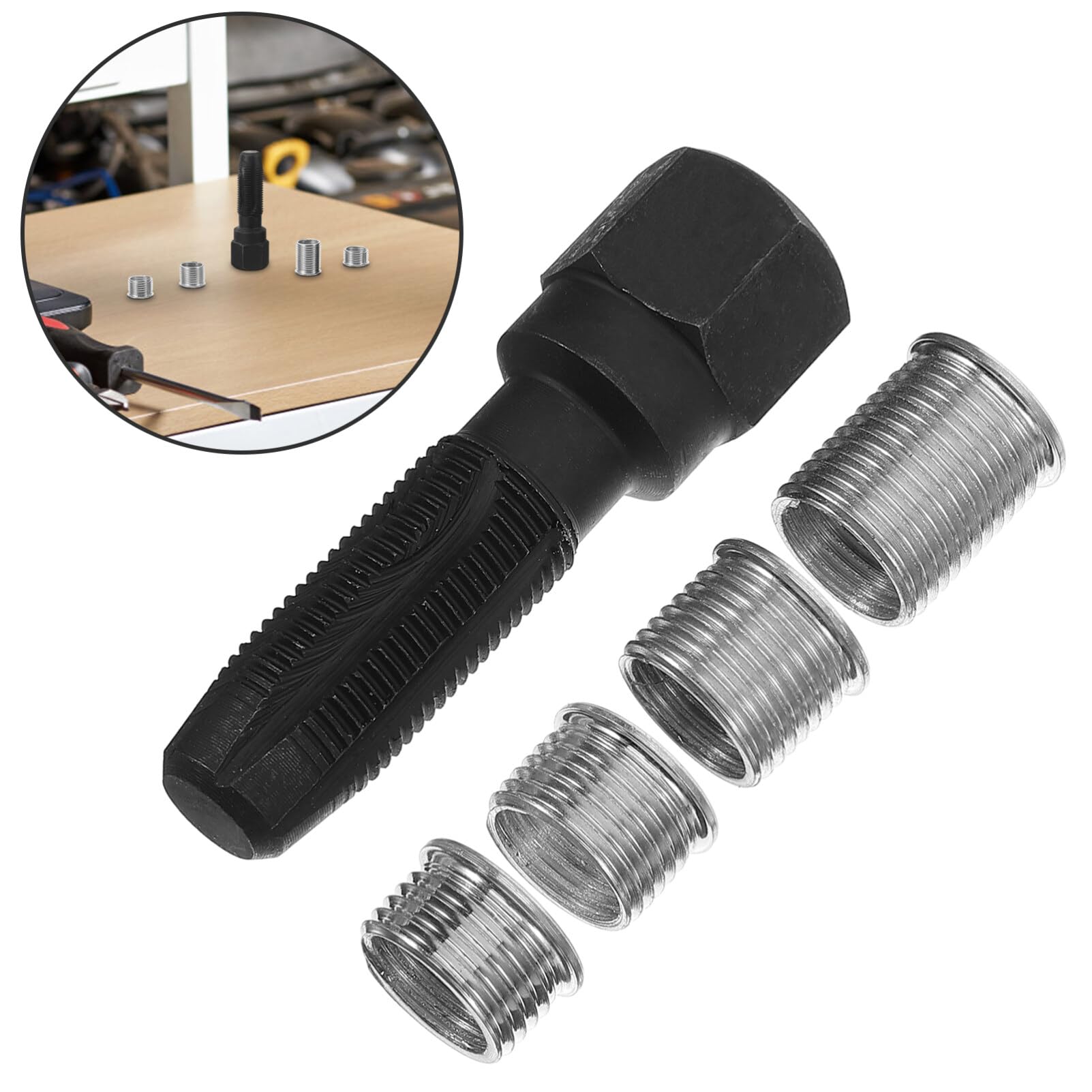 OUNONA Spark Plug Thread Tap Tool Set Automotive Engine Repair Thread Repair Kit High Carbon Steel Easy to Use