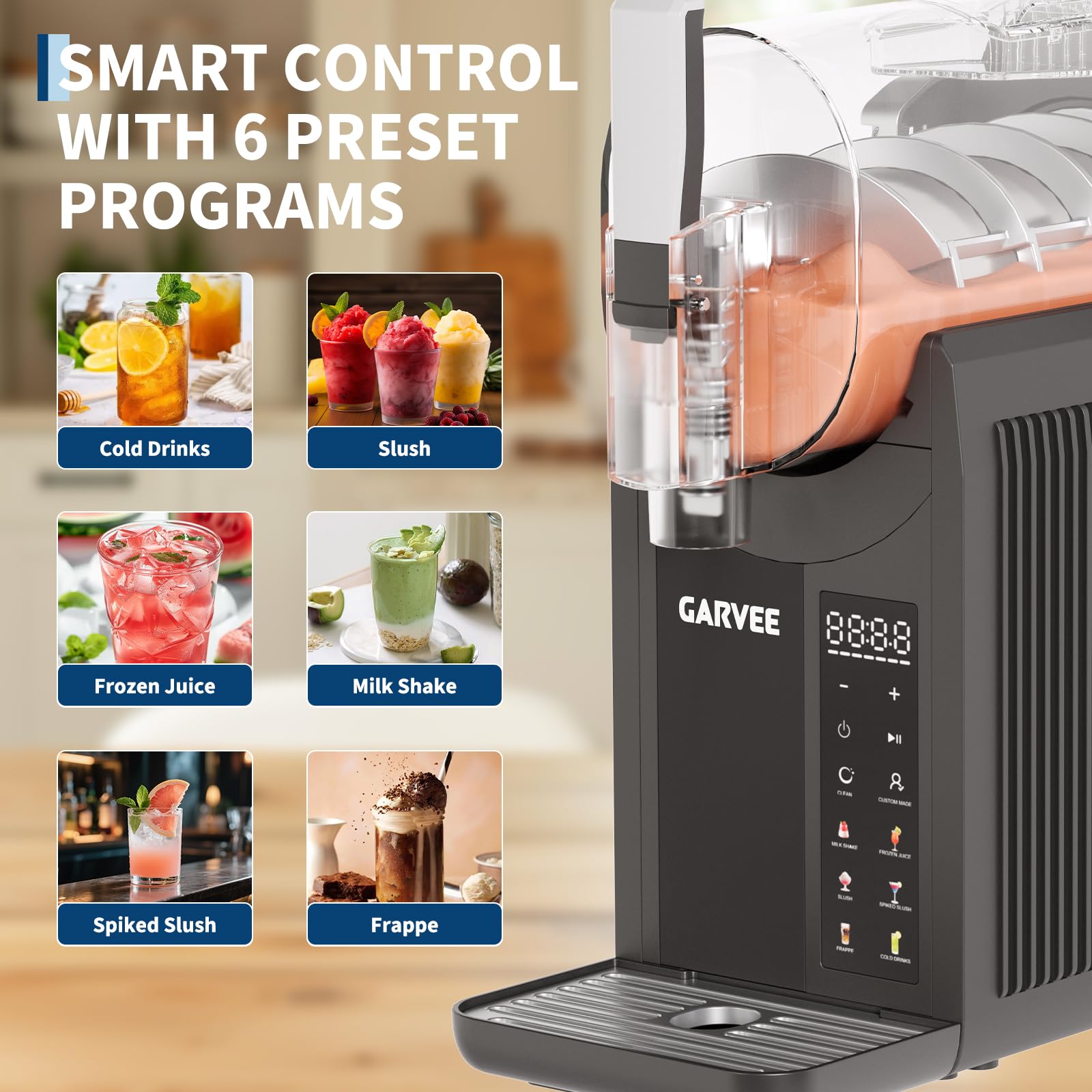 Slush Maschine, 6-in-1 Slush Ice Maker,2 l, 7 Smarten Programma, Softeismaschine Für Zuhause, Automatische Reinigung, Eismaschine Slush Für Slushie, Milchshake, Frappé, Wein, Cocktail Maschine,Schwarz