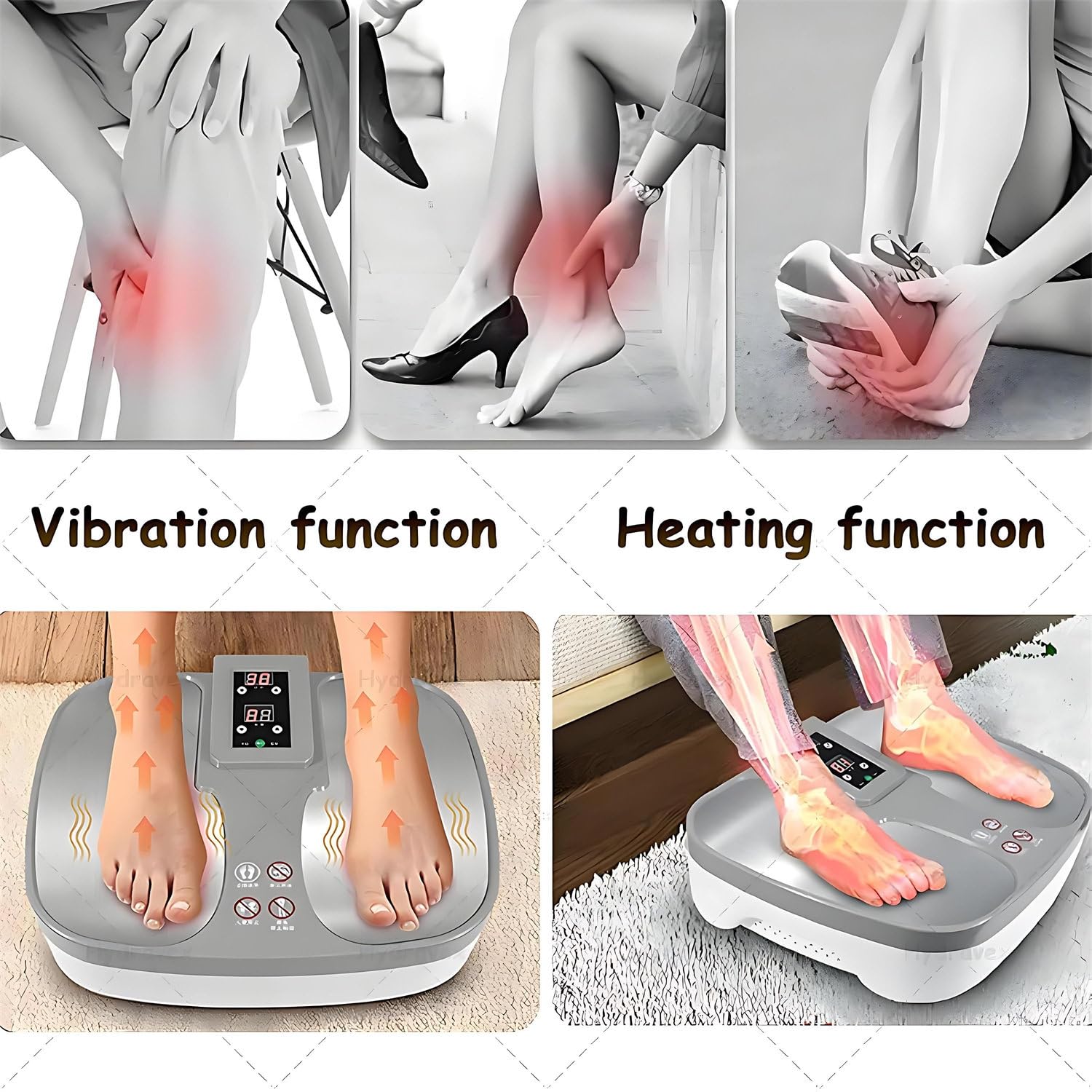 Masajeador eléctrico de pies con calor, amasado Shiatsu para alivio calmante, diseño portátil para uso doméstico