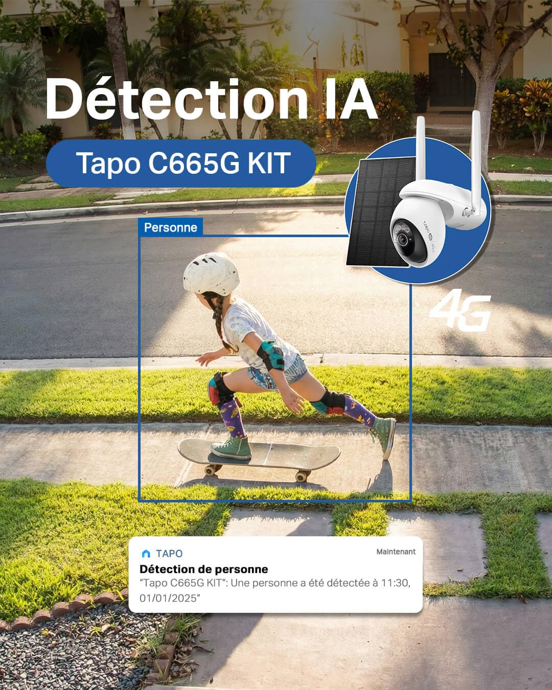 Tapo C665G KIT Caméra Surveillance Extérieure 4K 8MP Solaire, 4G LTE & Wi-FI Bi-Bande, sans Fil, Panoramique 360° Suivi IA, Vision Nocturne Couleur, IP65, Idéal pour Maison, Jardin et Chantier - 3
