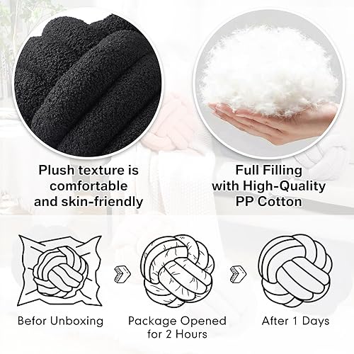 Miniatura 4 de Namalu 2 almohadas de nudo decorativas para el hogar, redondas, de felpa, con círculos anudados, suaves para habitación, sofá, hogar, cama, suelo