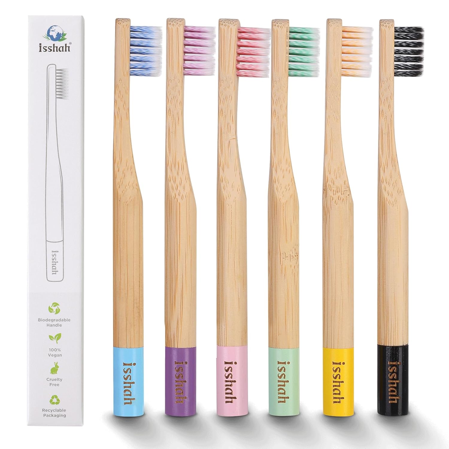 Kids Bamboo Toothbrushes Biodegradable Handle BPA Free Eco Friendly Children Size FSC Certified and PETA Approved Pack of