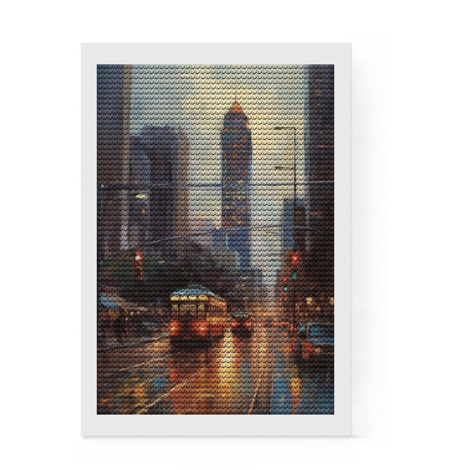 Junmoney Atlanta Art USA Full Drill Diamond Painting Kit 8"x12", for Adults, Good for Quiet Evenings, Farmhouse Decor, Holiday Gift Idea