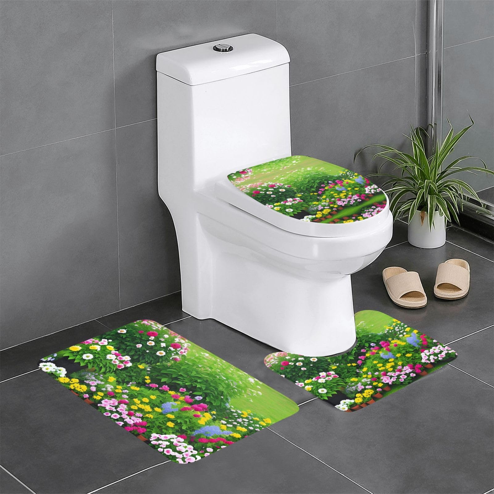 Tapis de salle de bain antidérapant WHJDPP 3 pièces ensemble rectangulaire U et O WC