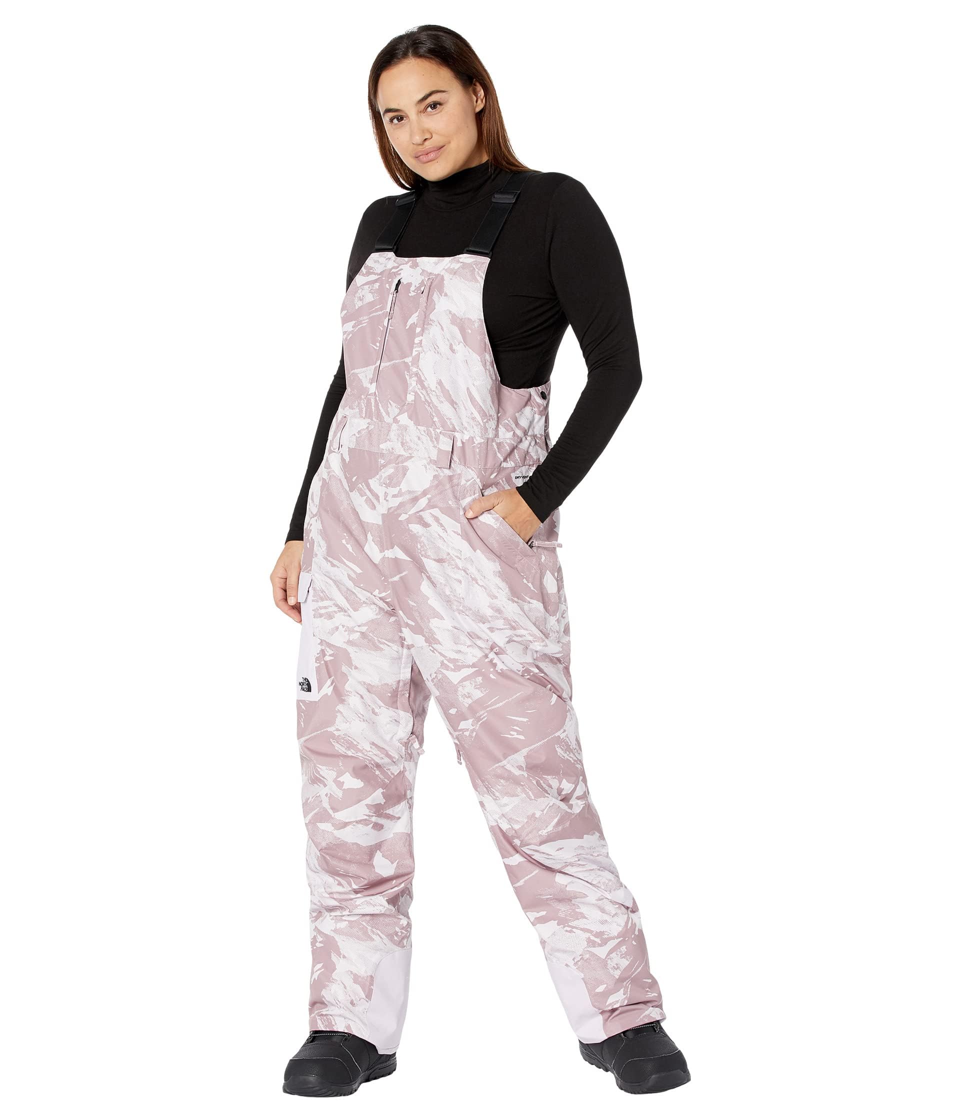 The North Face Plus Size Freedom Bib Lavender Fog Tonal Mountainscape Print 1X R