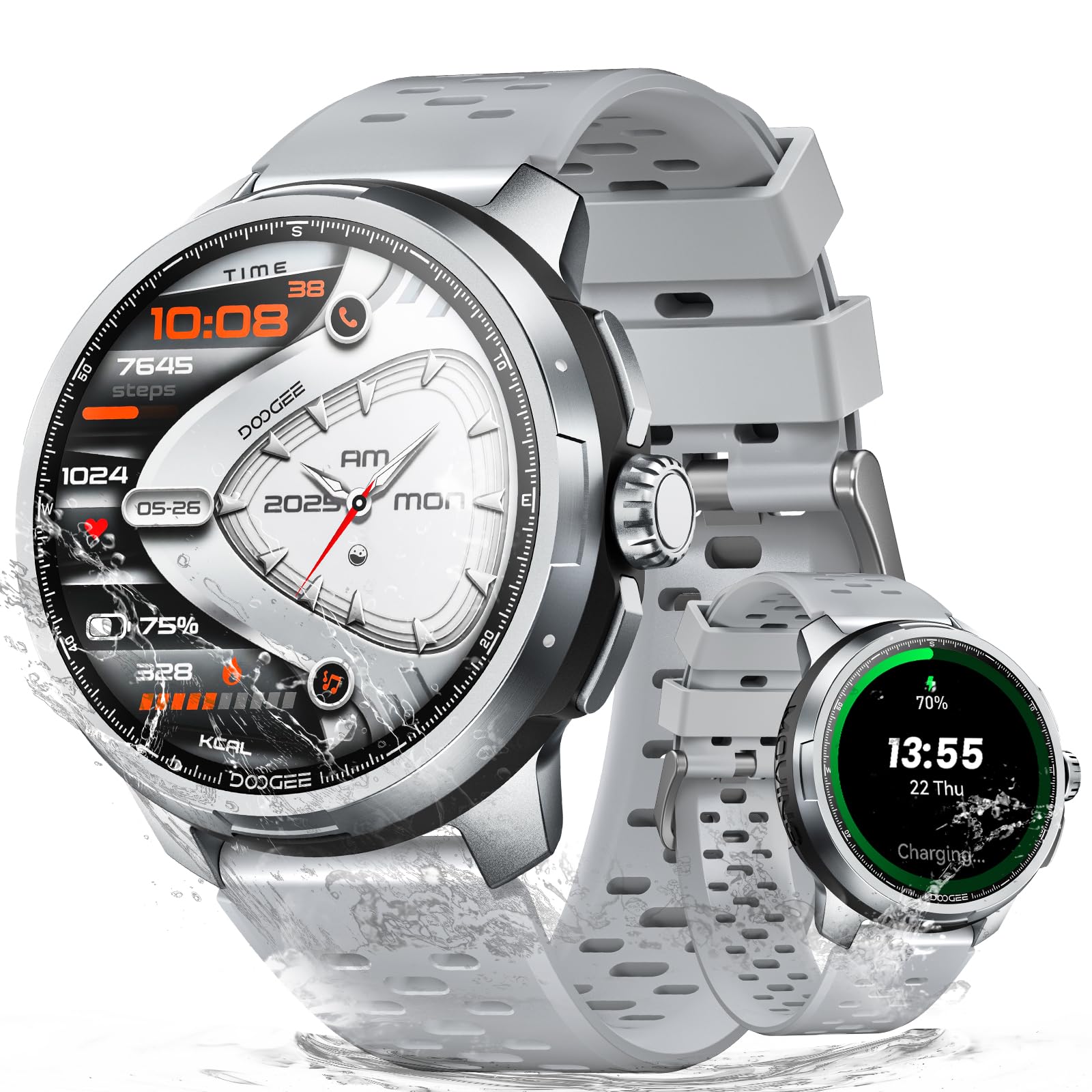 Anymoving M1 Montre Connectée Homme et Femme avec IA, GPS Double Bande 5ATM et IP68, Écran AMOLED Éclatant 1,5", Autonomie 20 Jours, 170+ Modes Sportifs Montre Sport Homme, 3 Bracelets