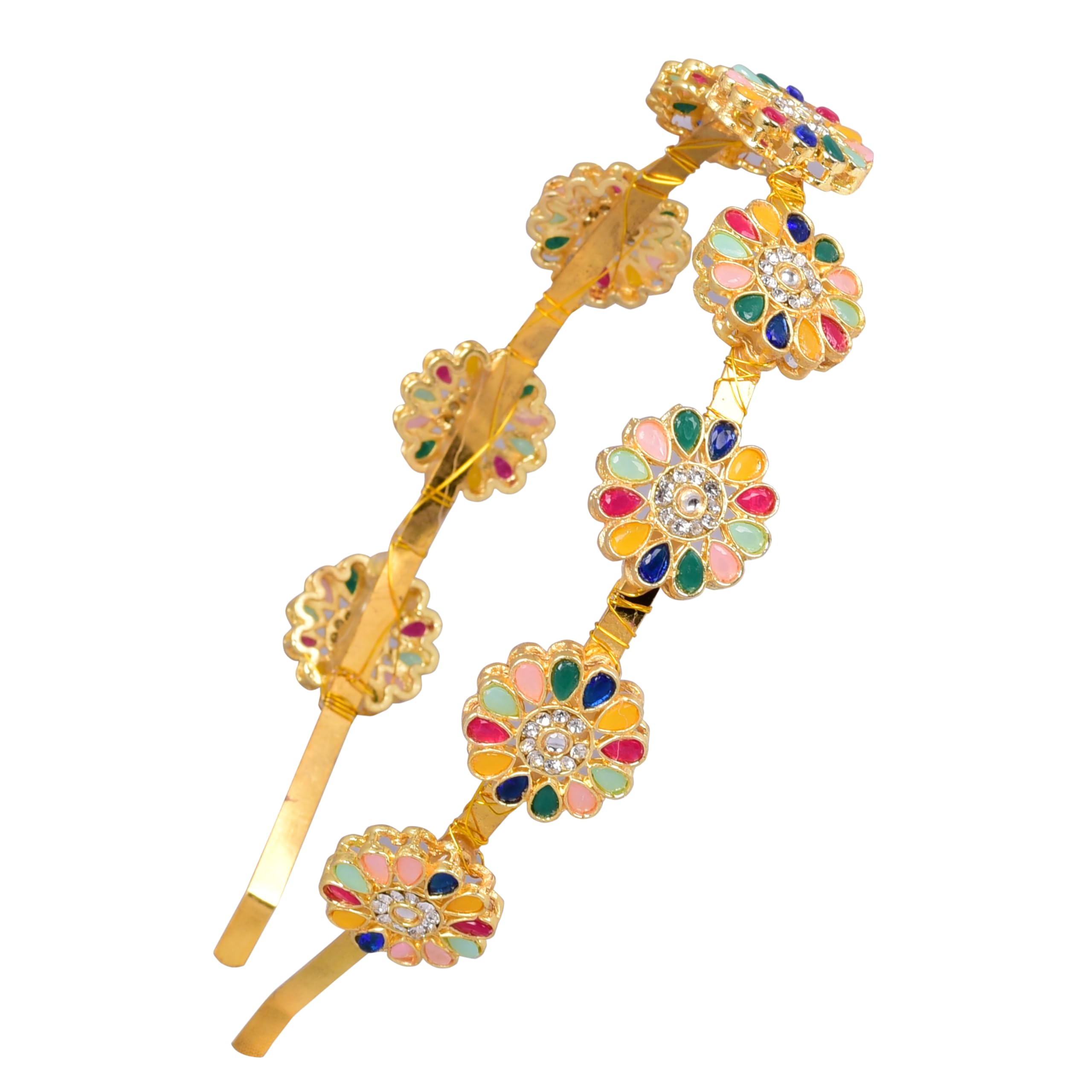 Kundan Minakari Gold Plated Hair Bands Fancy Party Wedding Hairband Headband for Women & Girls-image-49