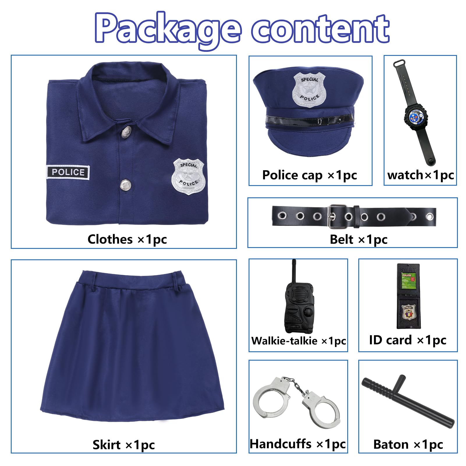 Raveparty Police Costume, Police Outfit, Police's Fancy Dress Costumes for World Book Day (Black, M) - Image 2