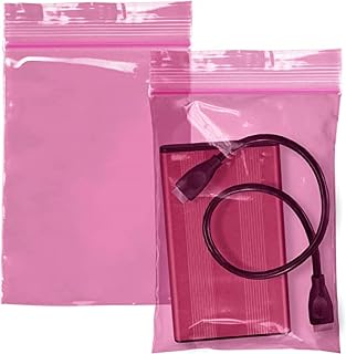 Reclosable Pink Anti-Static Plastic Zip Bags - 4 x 6 & (100 Bags) 4 Mil Heavy Duty Reclosable Plastic Bags | Zipper Sealable Bags for Packaging Products | Plastic Baggies for Small Businesses