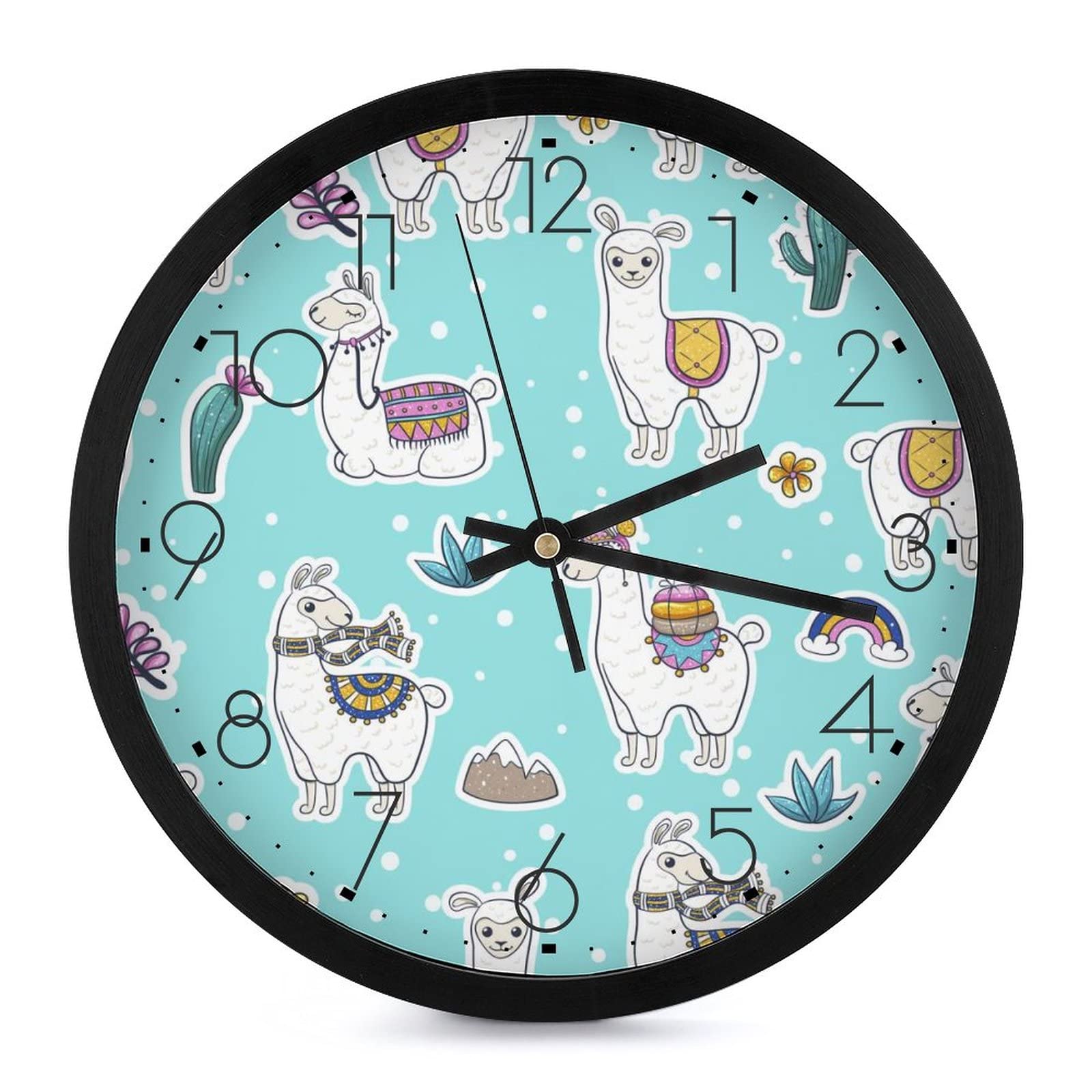 Horloge murale ronde salon et cuisine au motif alpaga mignon