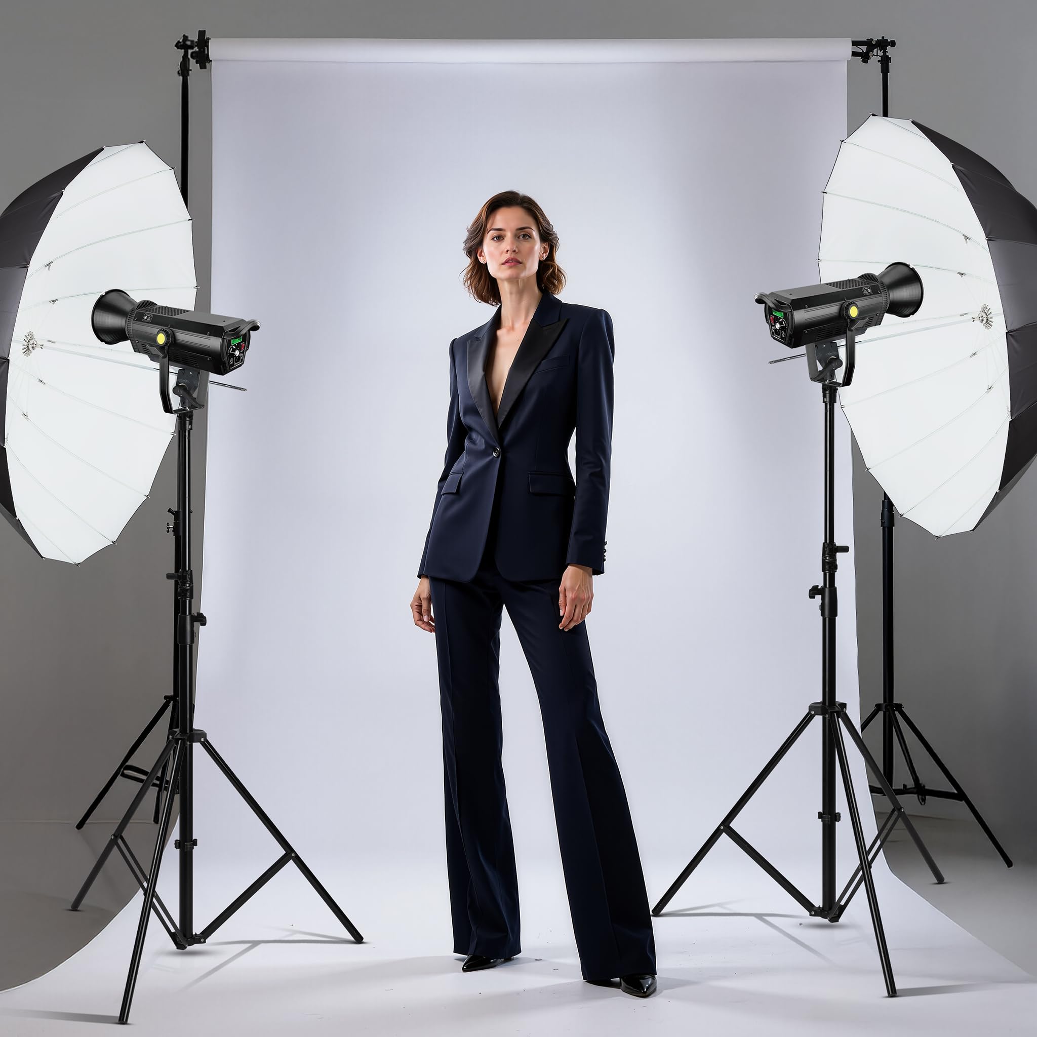 Walimex pro Ombrello fotografico parabolico nero/bianco Ø 105 cm + diffusore – Set di modellatori di luce per fotografia e videografia