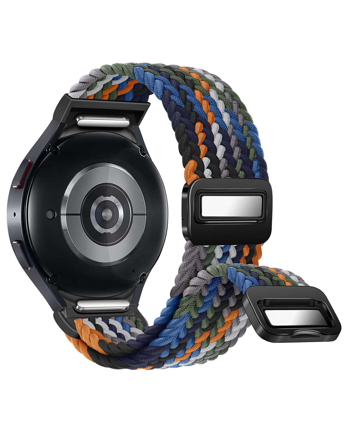 ワンクリック 隙間なし 編組バンド Samsung Galaxy Watch 7 6 4 5 FE対応 バンド 40mm 44mm/Galaxy Watch 6 4 Classic 47mm 43mm 42mm 46mm/Watch 5 Pro 45mm 20mm 伸縮性ナイロンスポーツストラップ メンズ レディース