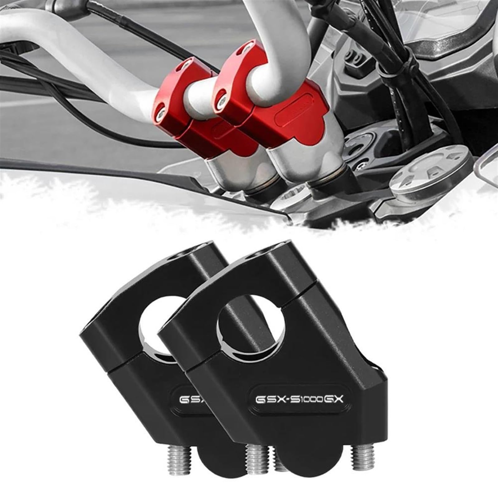 Elevador Manillar Elevadores De Manillar De Motocicleta para Suzuki GSX S1000 GX GSX-S 1000GX 2024 Abrazadera De Montaje Elevado Extensión Elevada Abrazadera Manillar(Negro 22MM)