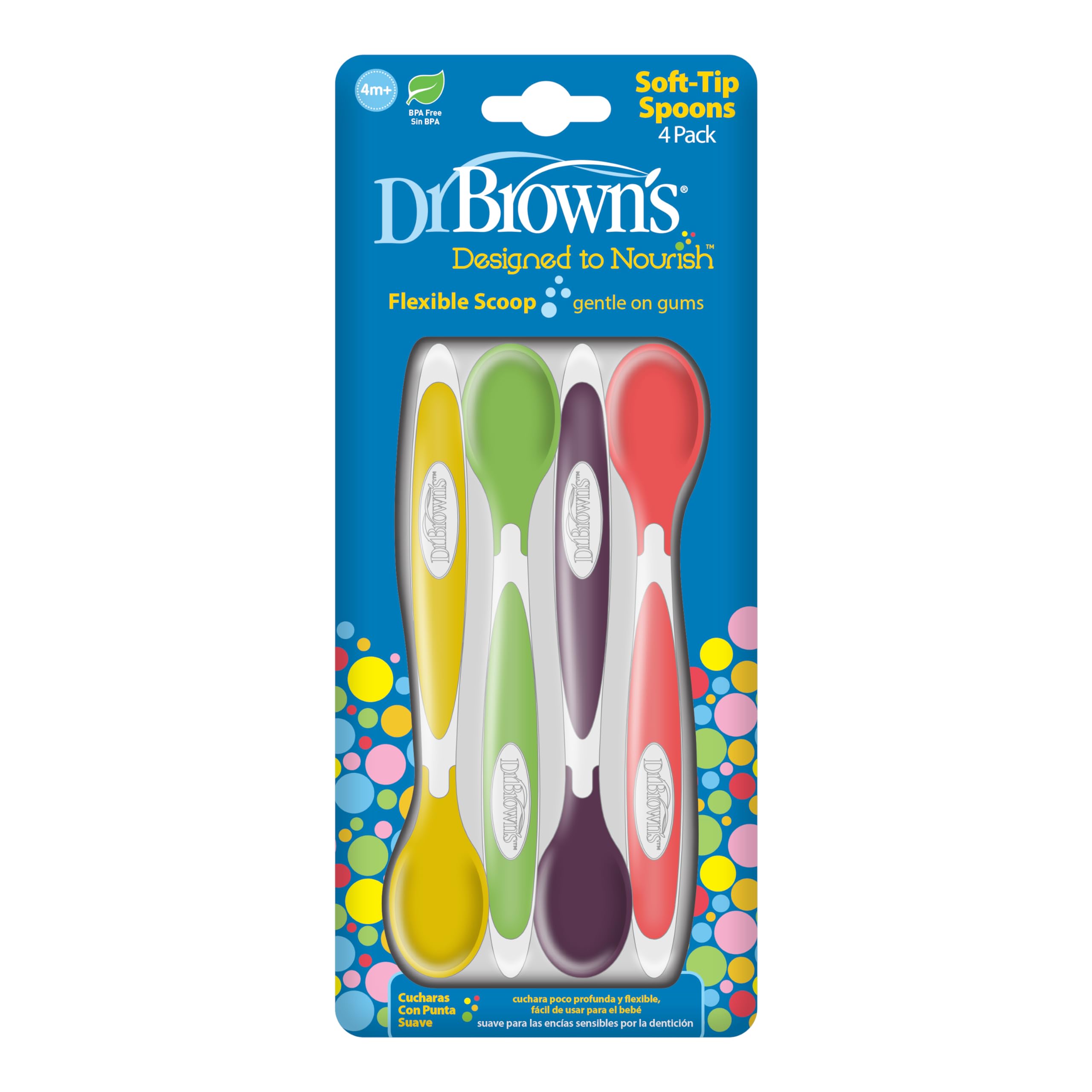 DR Browns Soft-Tip Spoon, Yellow/Green/Purple/Red
