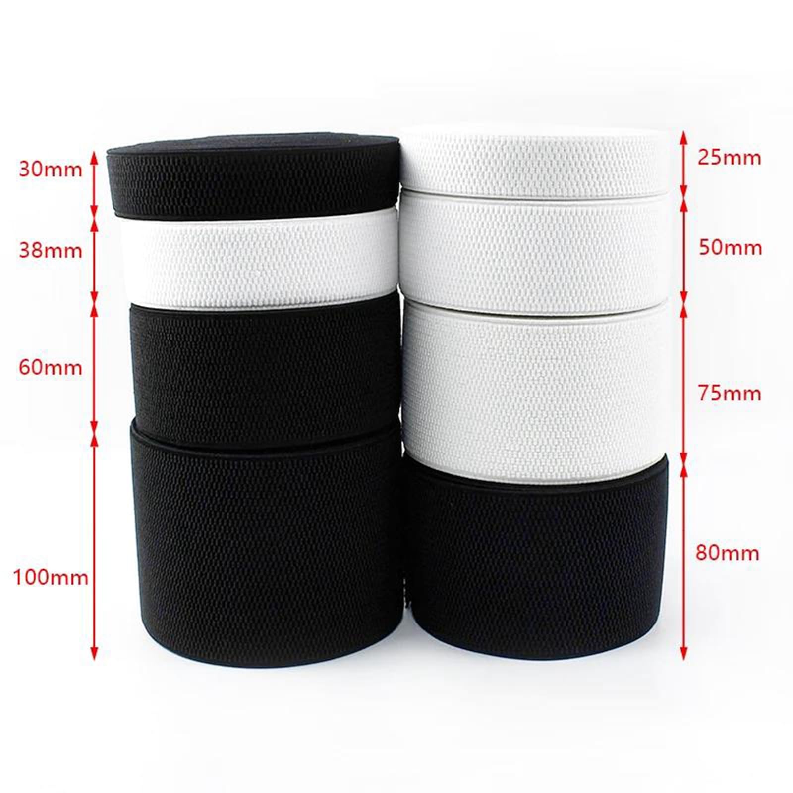Nastro Elastico in Poliestere da 5 Metri – 25–100 mm, Elastico per Jeans, Cinture, Abbigliamento e Cucito Creativo,Bianco,100 mm