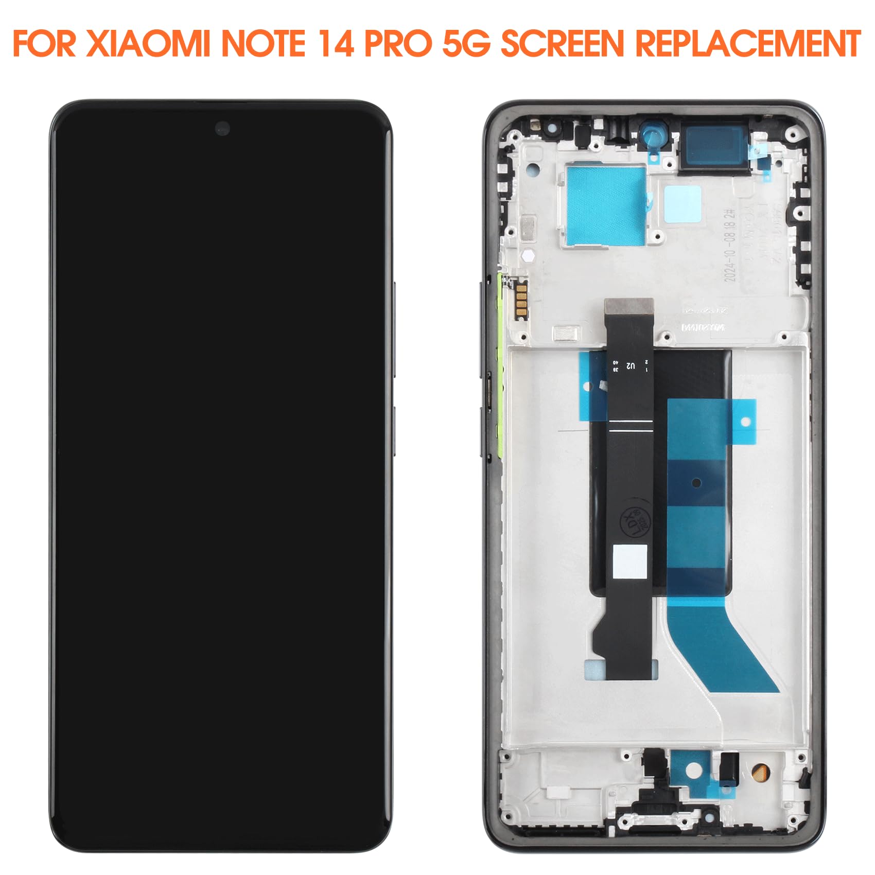 Écran LCD pour Redmi Note 14 Pro 5G LCD Display pour Xiaomi Redmi Note 14 Pro 5G 24090RA29G 6,67" Incell Écran Plat Ecran Replacement Digitalizer Touchscreen Assemblée avec Réparation, Noir avec Cadre