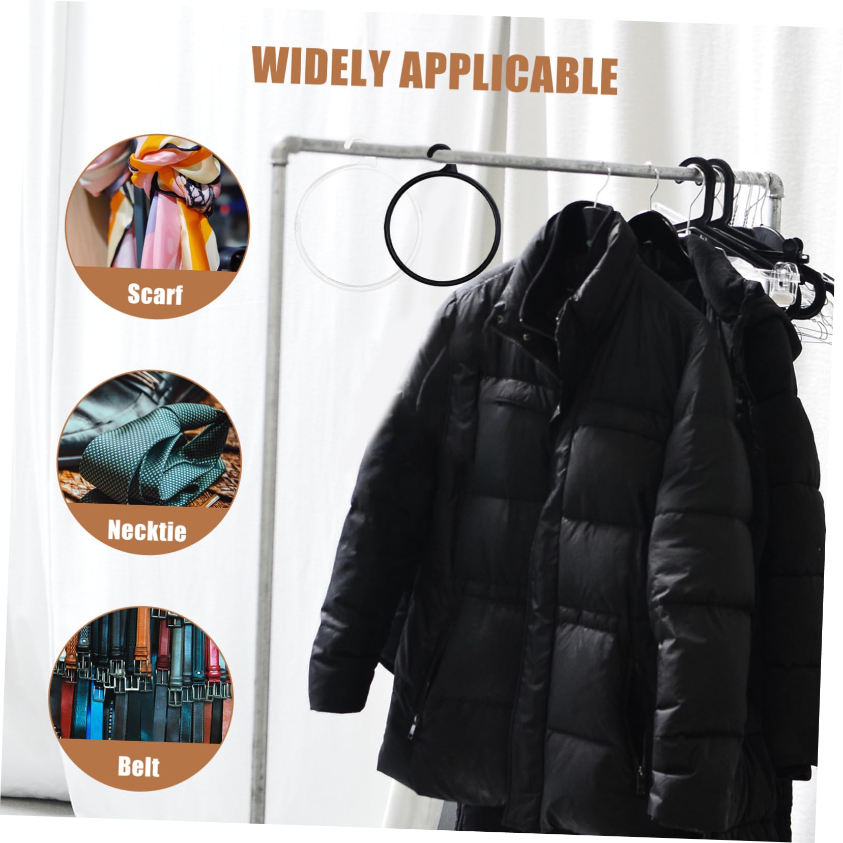 Cabilock Cloth Hanging Rack 40pcs Scarf Hanger Ring Scarf Storage Wardrobe Organizer