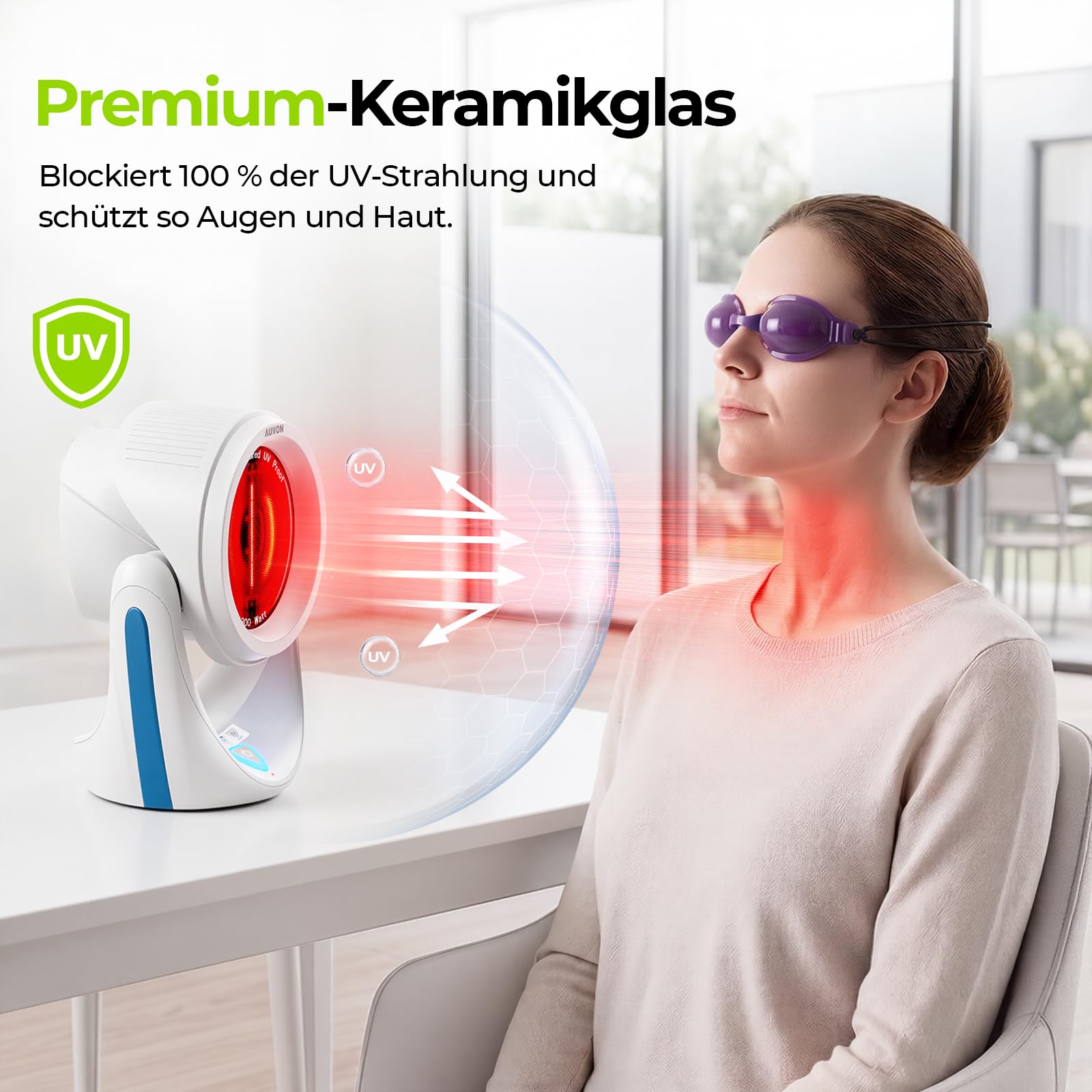 AUVON 300W Rotlichtlampe, Wärmetherapie bei Erkältung und Muskelverspannung