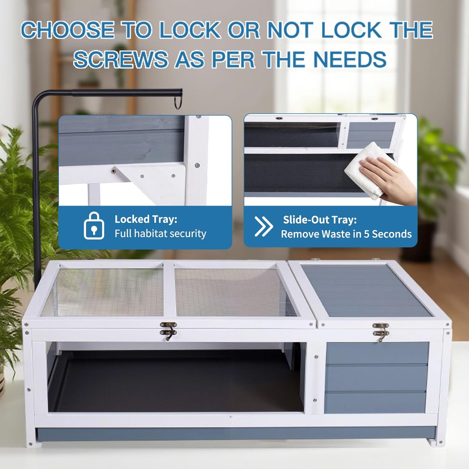 Tortoise Habitat Enclosure House Turtle Cage Indoor Reptile for Small Animals Lizards