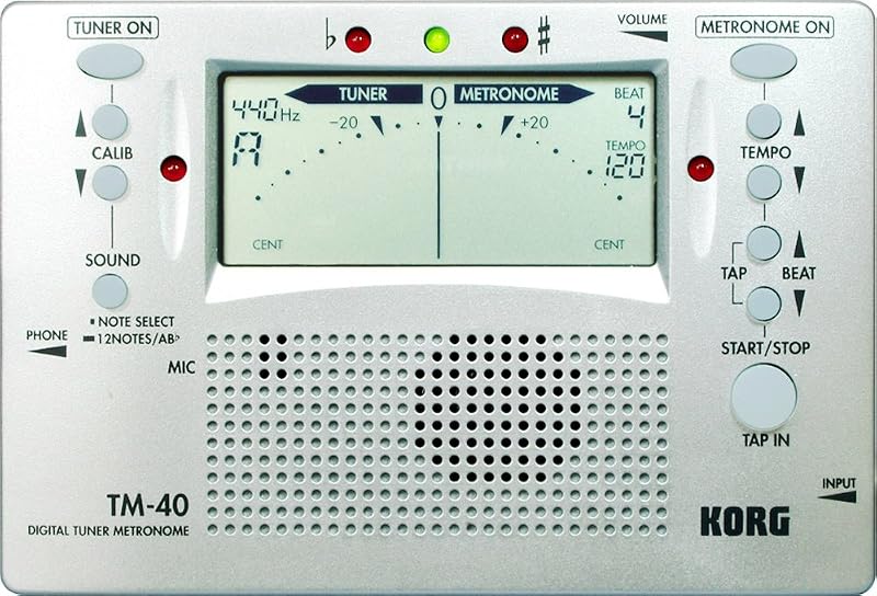 Metrónomo y sintonizador digital con pantalla grande TM40