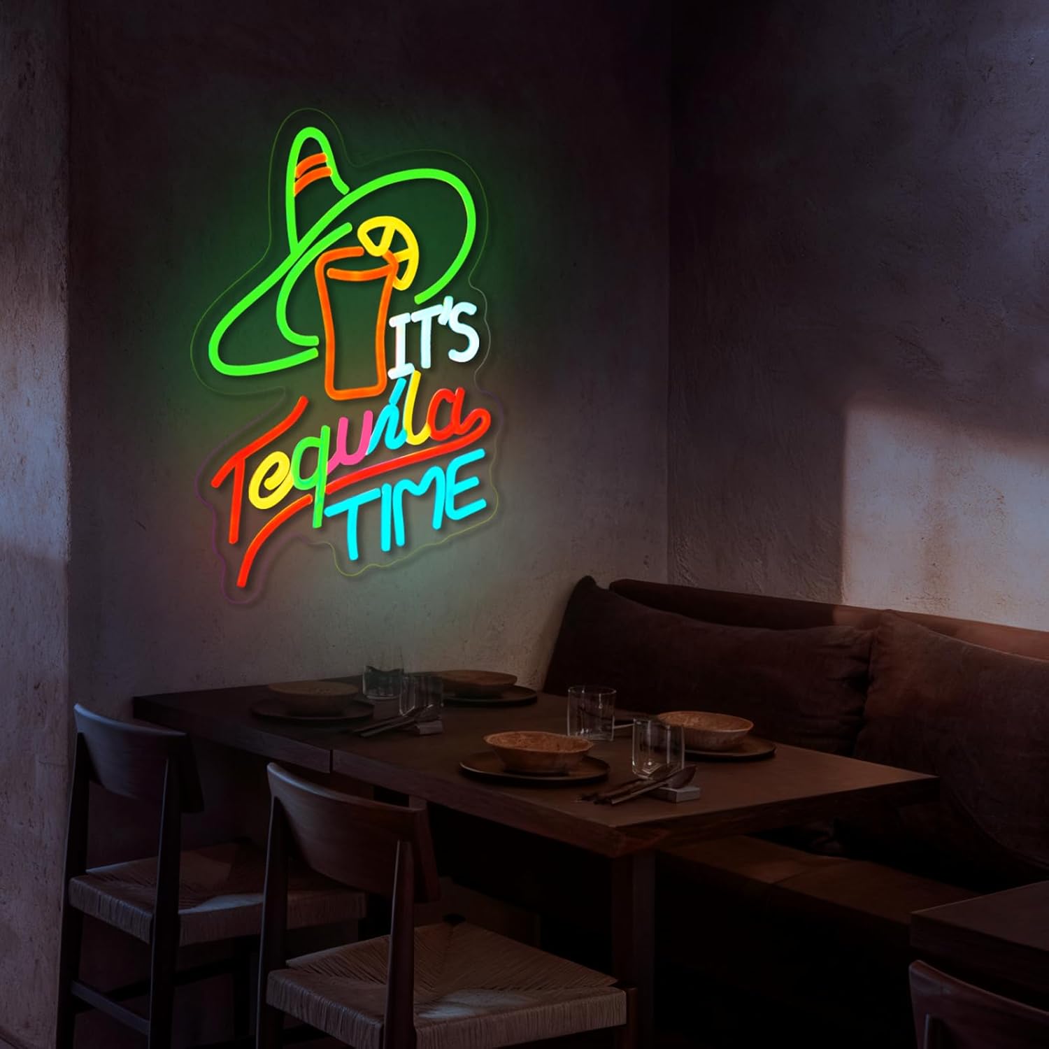It's Tequila Time Neon Sign Tequila Time Neon Sign for Wall Decor Mexican Tequila USB Dimmable LED Neon Lights for Beer Bar Kitchen Restaurant Home Pub Party Man Cave Club Shops Hotel Store Business Gift - Image 6