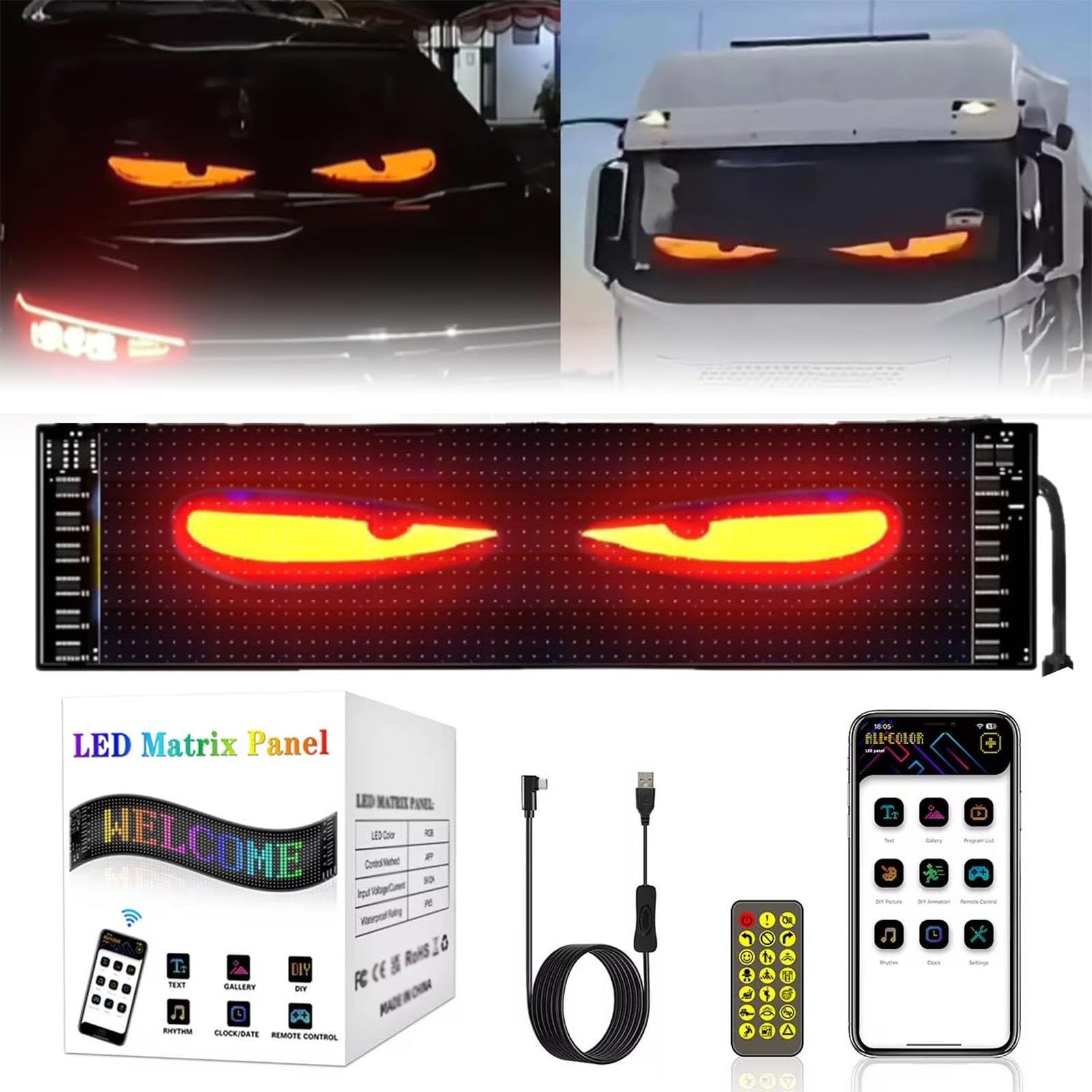 TikTok話題‼︎ デビルアイ LED スクリーン 推し活 ライト 看板 車内 TikTok話題‼︎ デビルアイ LED スクリーン 推し活 ライト 看板