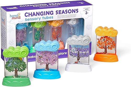 hand2mind Changing Seasons - Tubos sensoriales para inquietos, para aprender el clima para niños, herramientas calmantes de ansiedad, juguetes para
